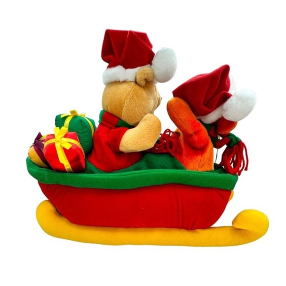 Vintage Disney Plush Animated Winnie the Pooh Tigger Christmas Sled Jingle Bells - Picture 6 of 15